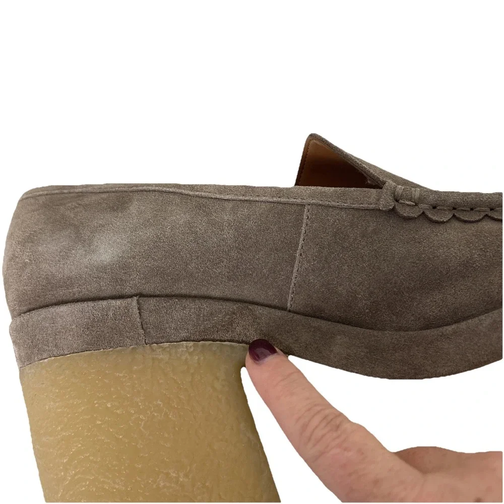 Marc Fisher Lina Platform Loafer Size 11 Suede Tan Slip On Shoes Academia Preppy